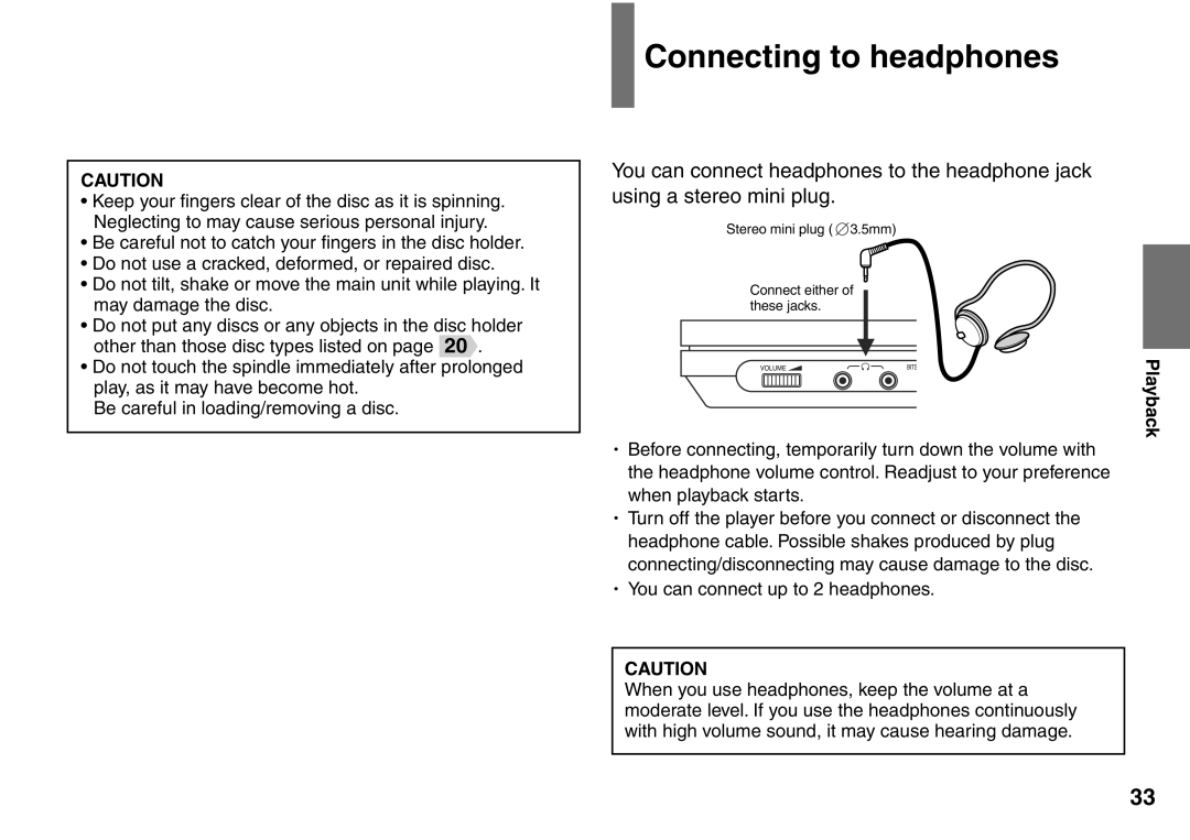 Toshiba SD-P1707SR owner manual Connecting to headphones 