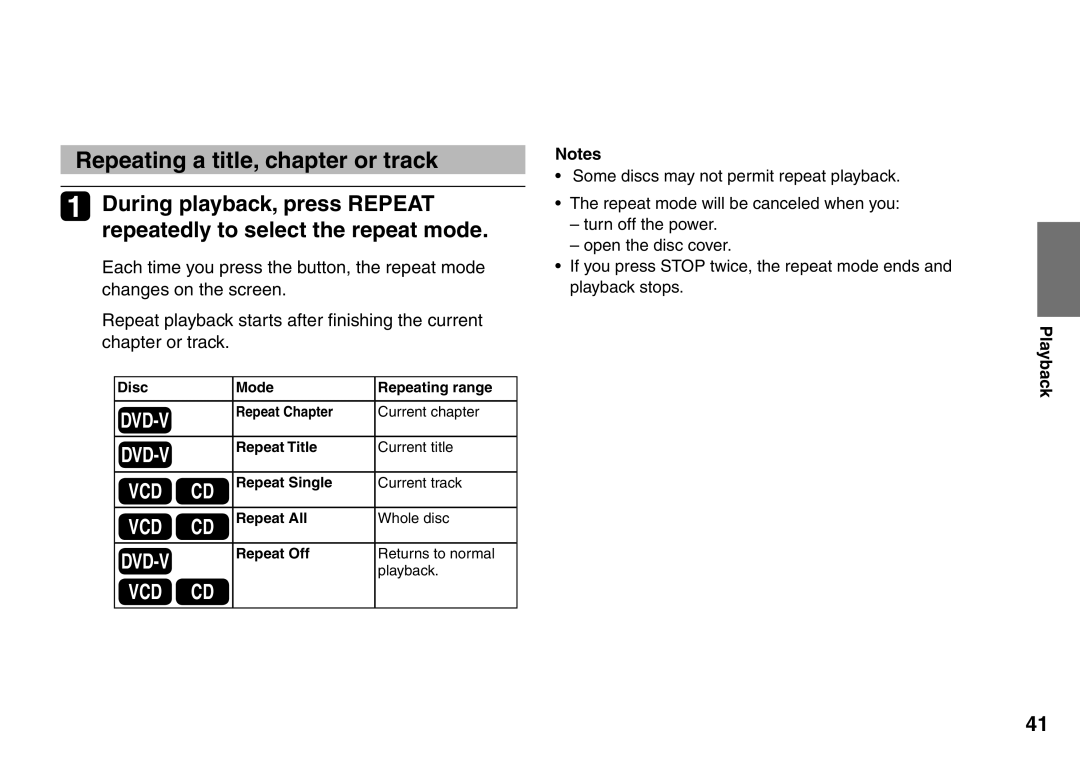 Toshiba SD-P1707SR owner manual Repeating a title, chapter or track, Dvd-V 