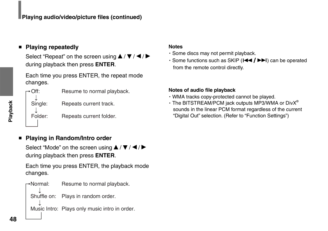 Toshiba SD-P1707SR owner manual Playing in Random/Intro order, Changes 