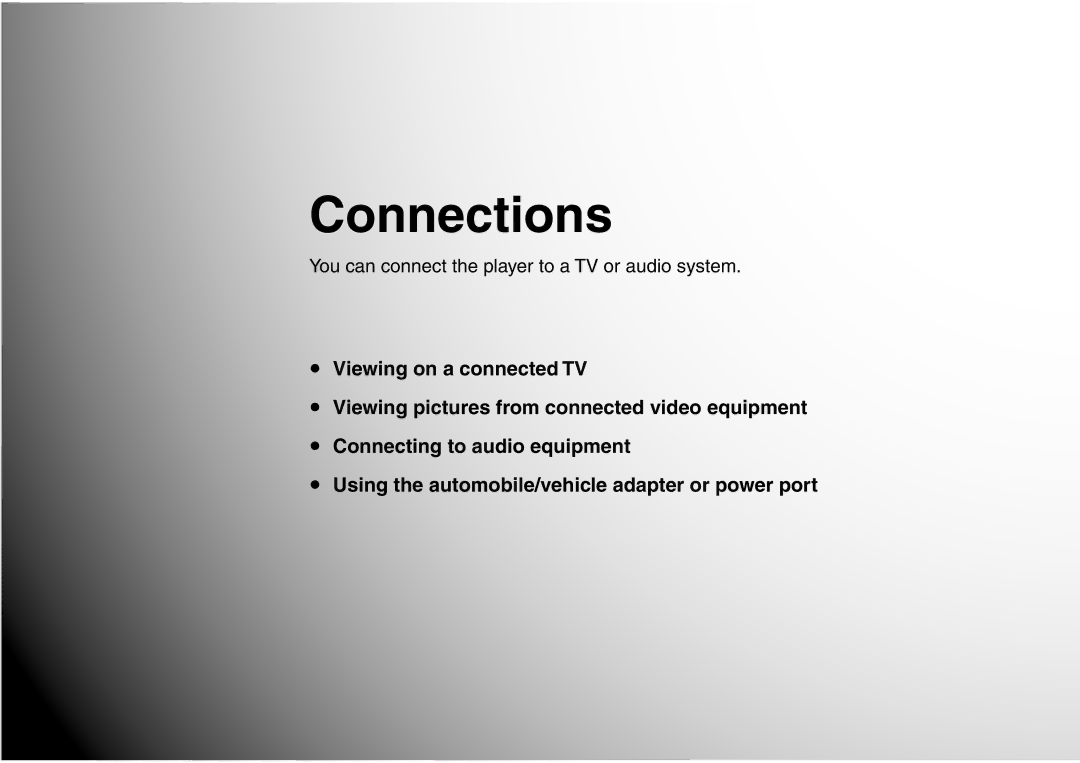 Toshiba SD-P1707SR owner manual Connections, You can connect the player to a TV or audio system 