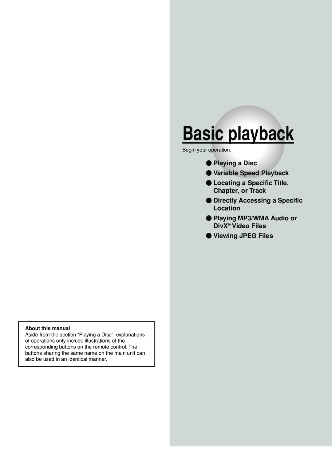 Toshiba SD-P1880SE owner manual Basic playback, About this manual 