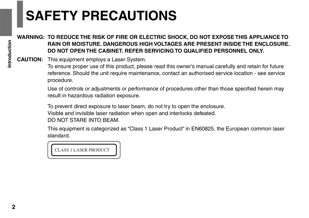 Toshiba SD-P1900SR owner manual Safety Precautions 