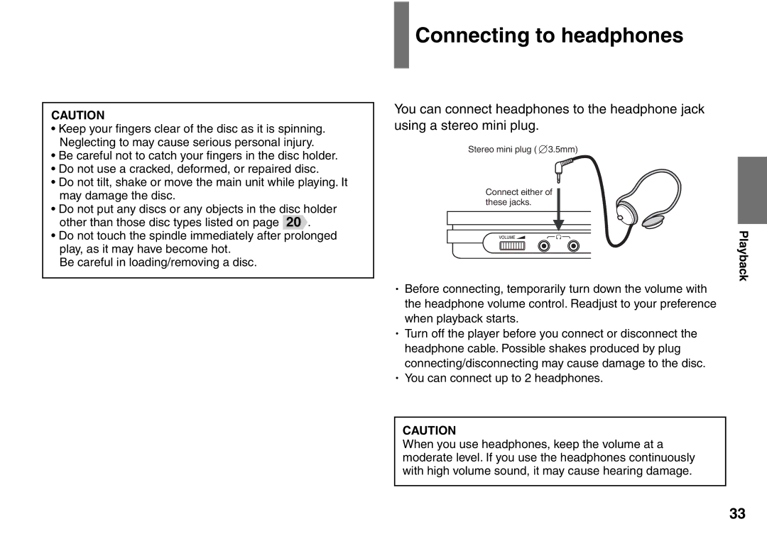 Toshiba SD-P1900SR owner manual Connecting to headphones 