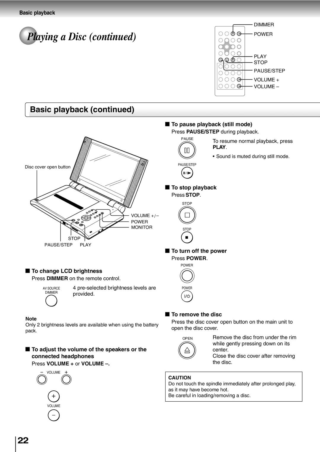 Toshiba SD-P2600 manual Basic playback 