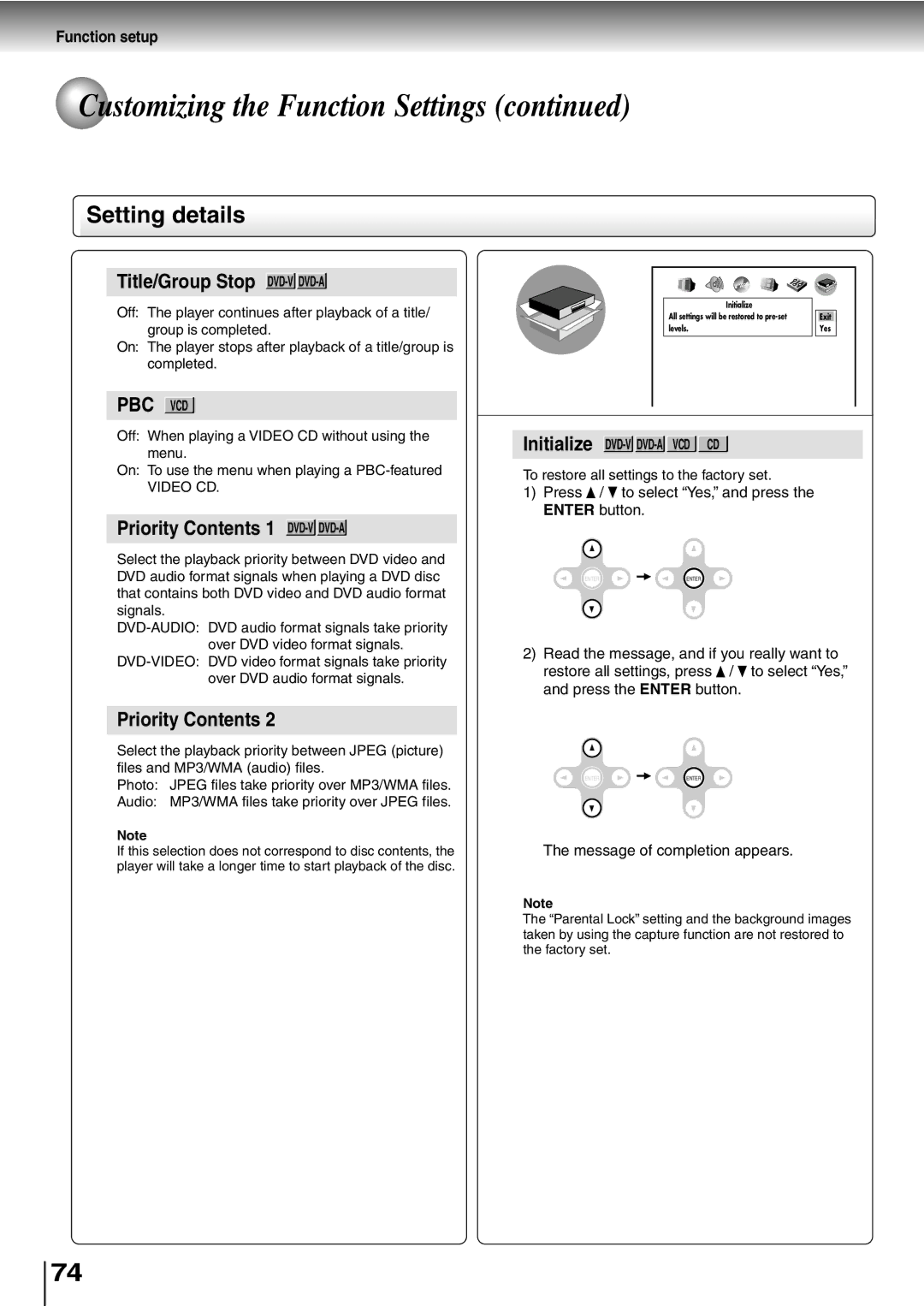 Toshiba SD-P2600 manual Pbc Vcd 