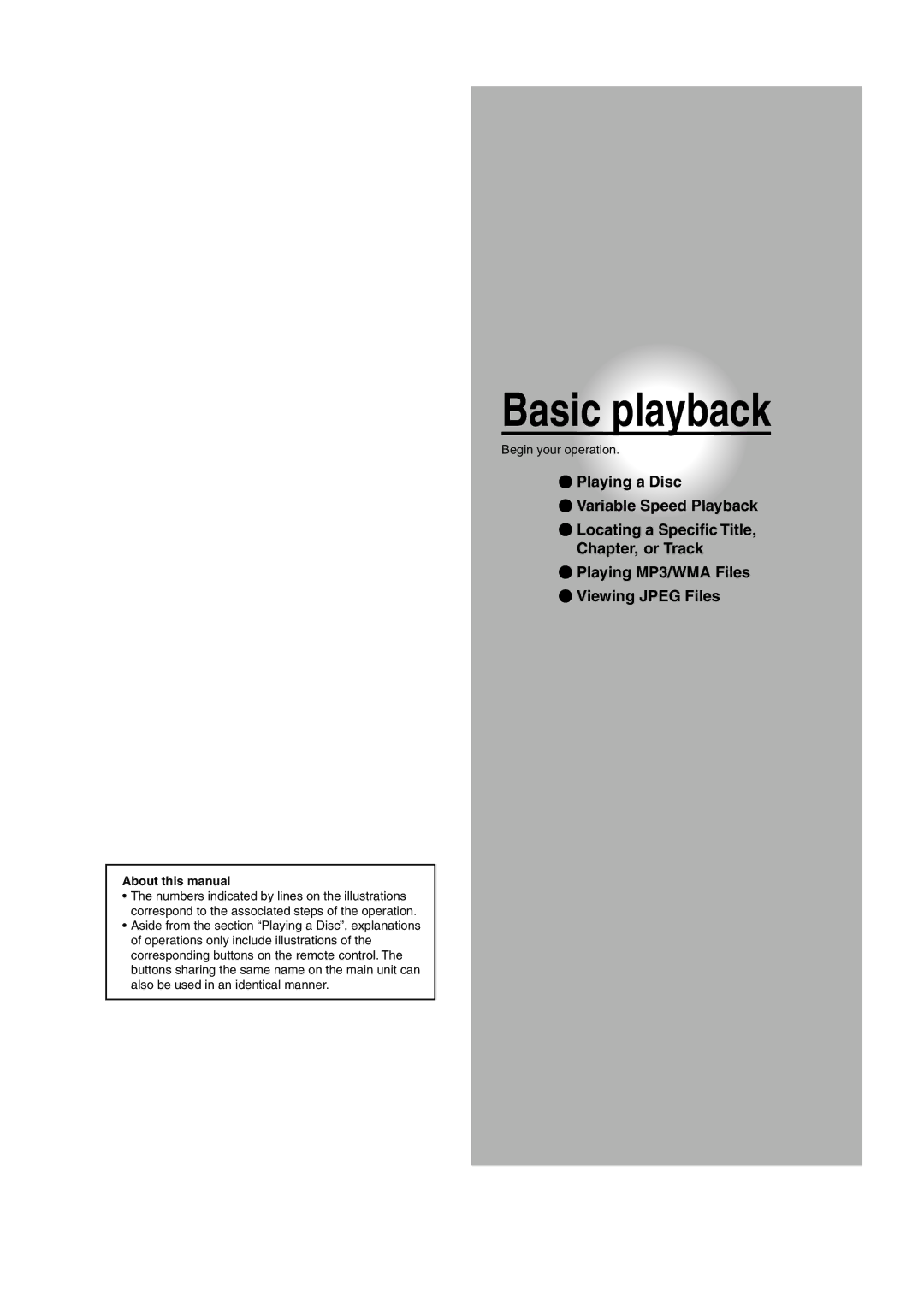 Toshiba SD-P2700 Basic playback, About this manual 