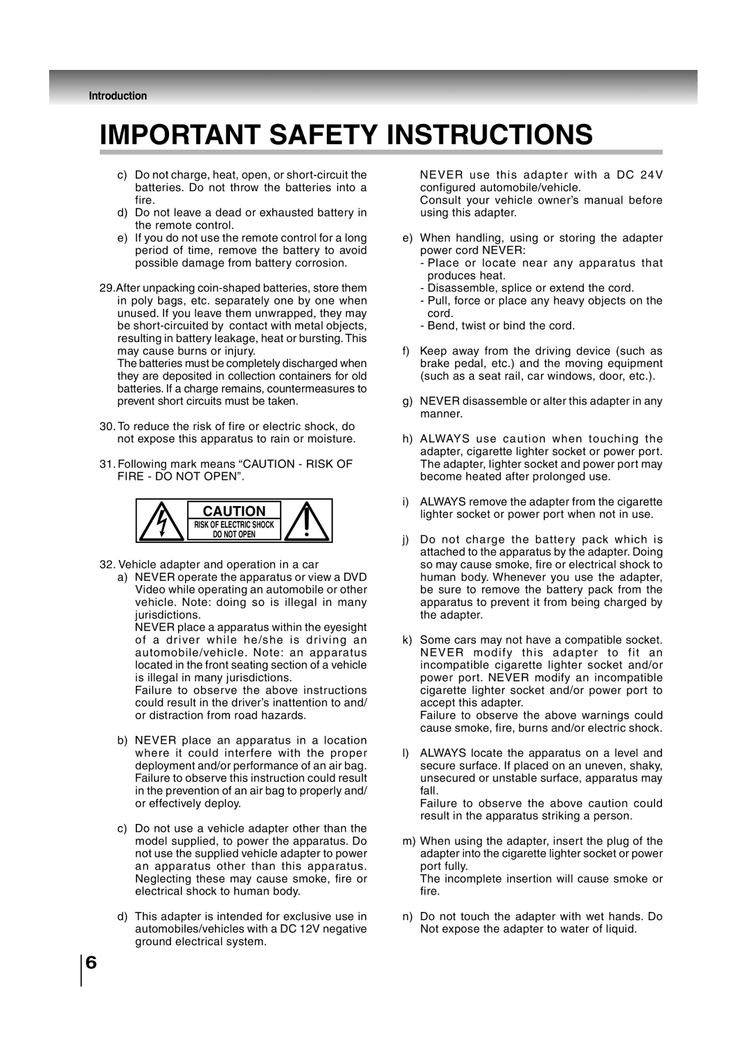 Toshiba SD-P2700 manual Fire do not Open 