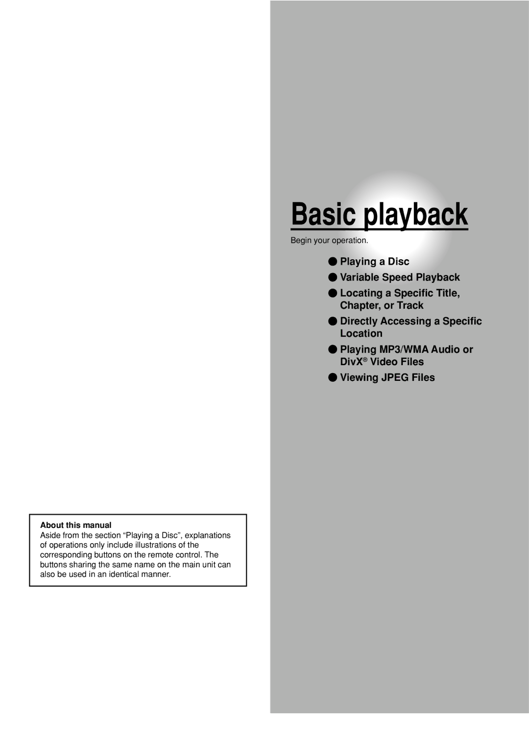 Toshiba SD-P2800SE owner manual Basic playback, About this manual 