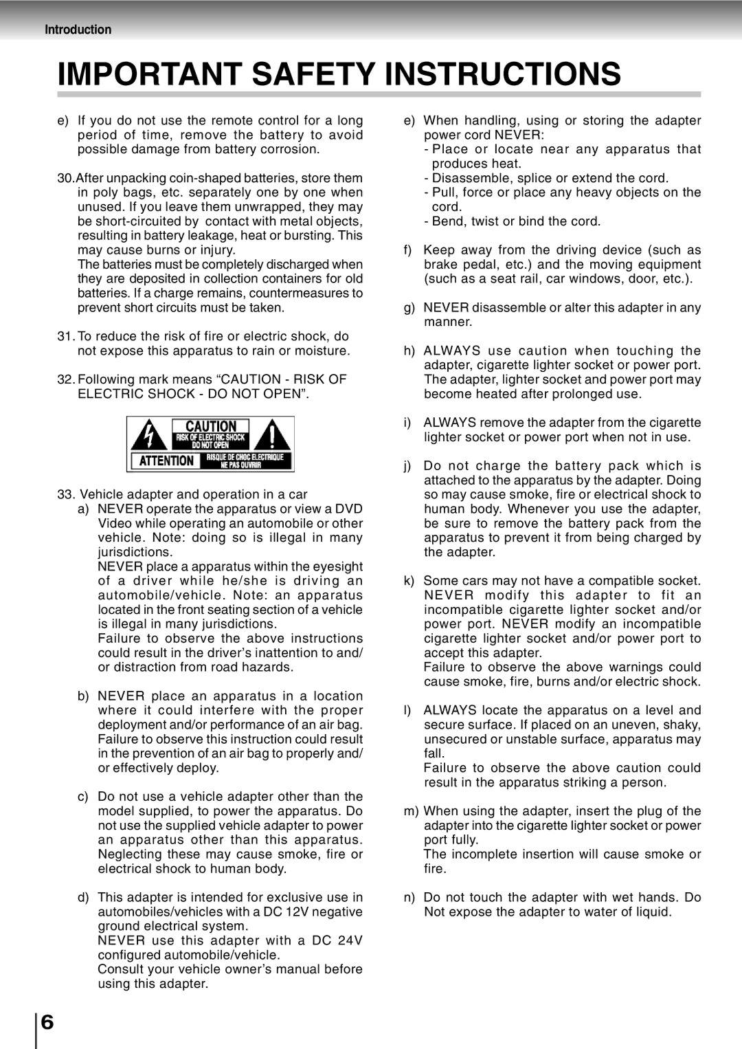 Toshiba SD-P2800SE owner manual Important Safety Instructions 