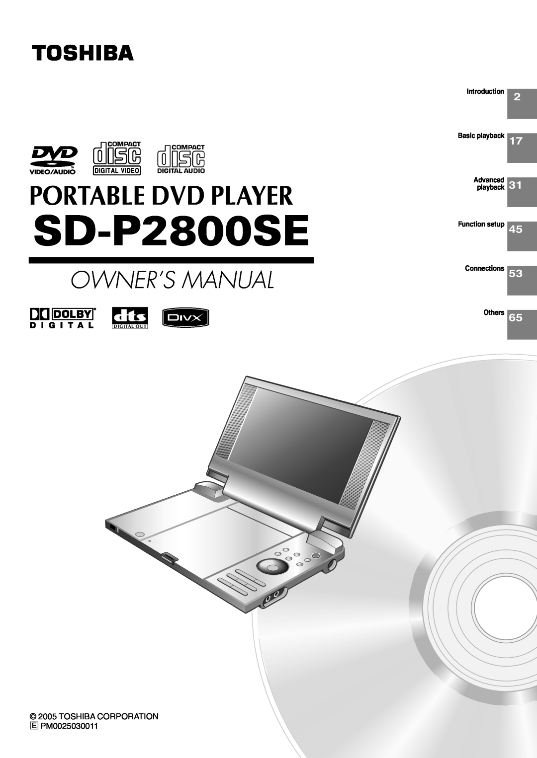 Toshiba SD-P2800SE owner manual Portable Dvd Player, Owner’S Manual, Introduction Basic playback DIGITAL VIDEO Advanced 
