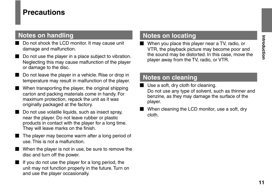 Toshiba SD-P2900SR owner manual Precautions 