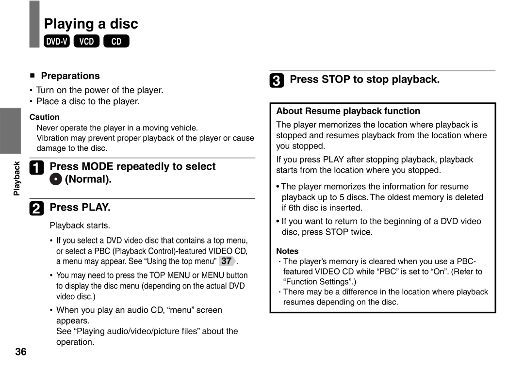 Toshiba SD-P2900SR Playing a disc, Press Mode repeatedly to select Normal Press Play, Press Stop to stop playback 