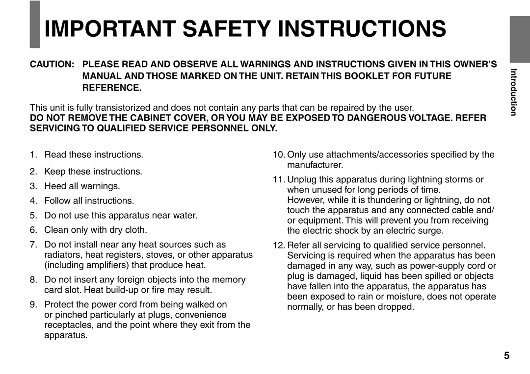 Toshiba SD-P2900SR owner manual Important Safety Instructions 