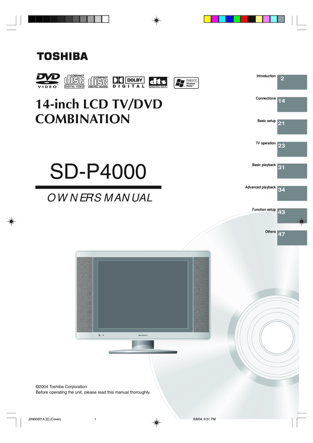 Toshiba SD-P4000 owner manual 