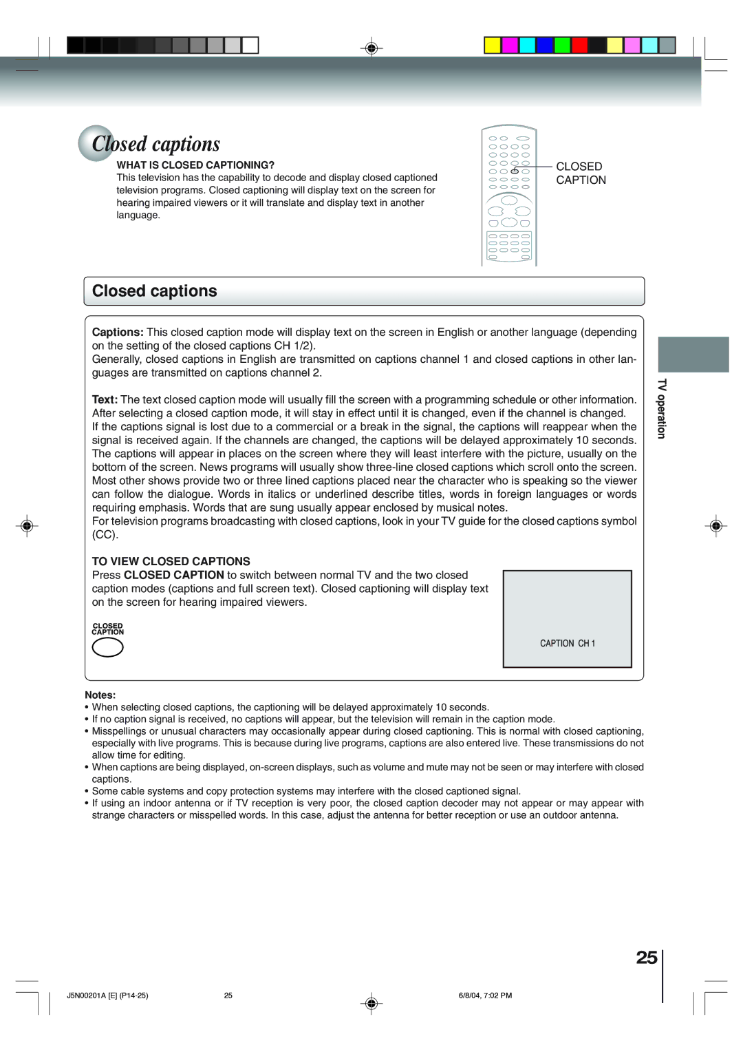 Toshiba SD-P4000 owner manual Closed captions, To View Closed Captions, What is Closed CAPTIONING?, TV operation 