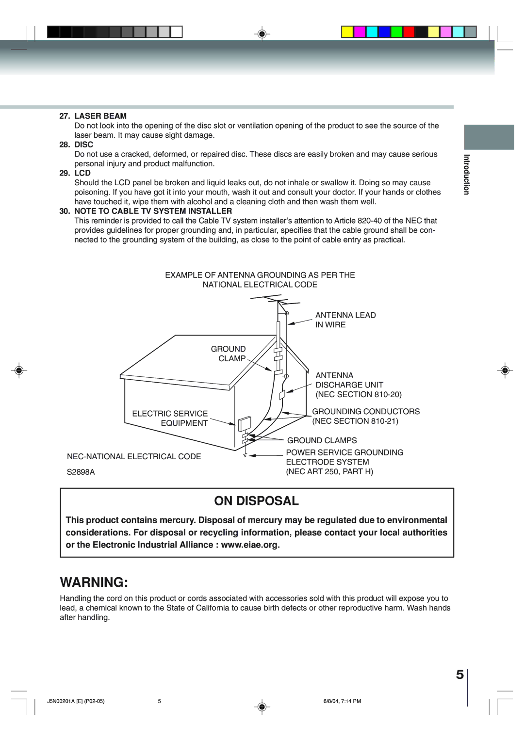 Toshiba SD-P4000 owner manual Laser Beam, Disc, Lcd 