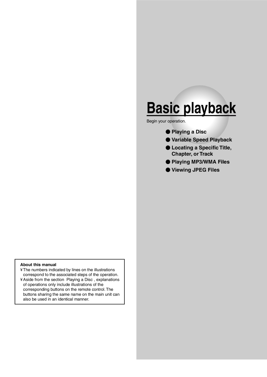 Toshiba SD-P5000 Basic playback, About this manual 