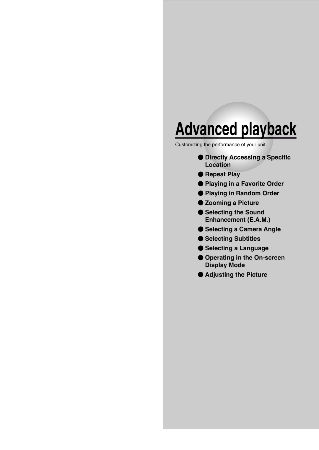 Toshiba SD-P5000 manual Advanced playback 