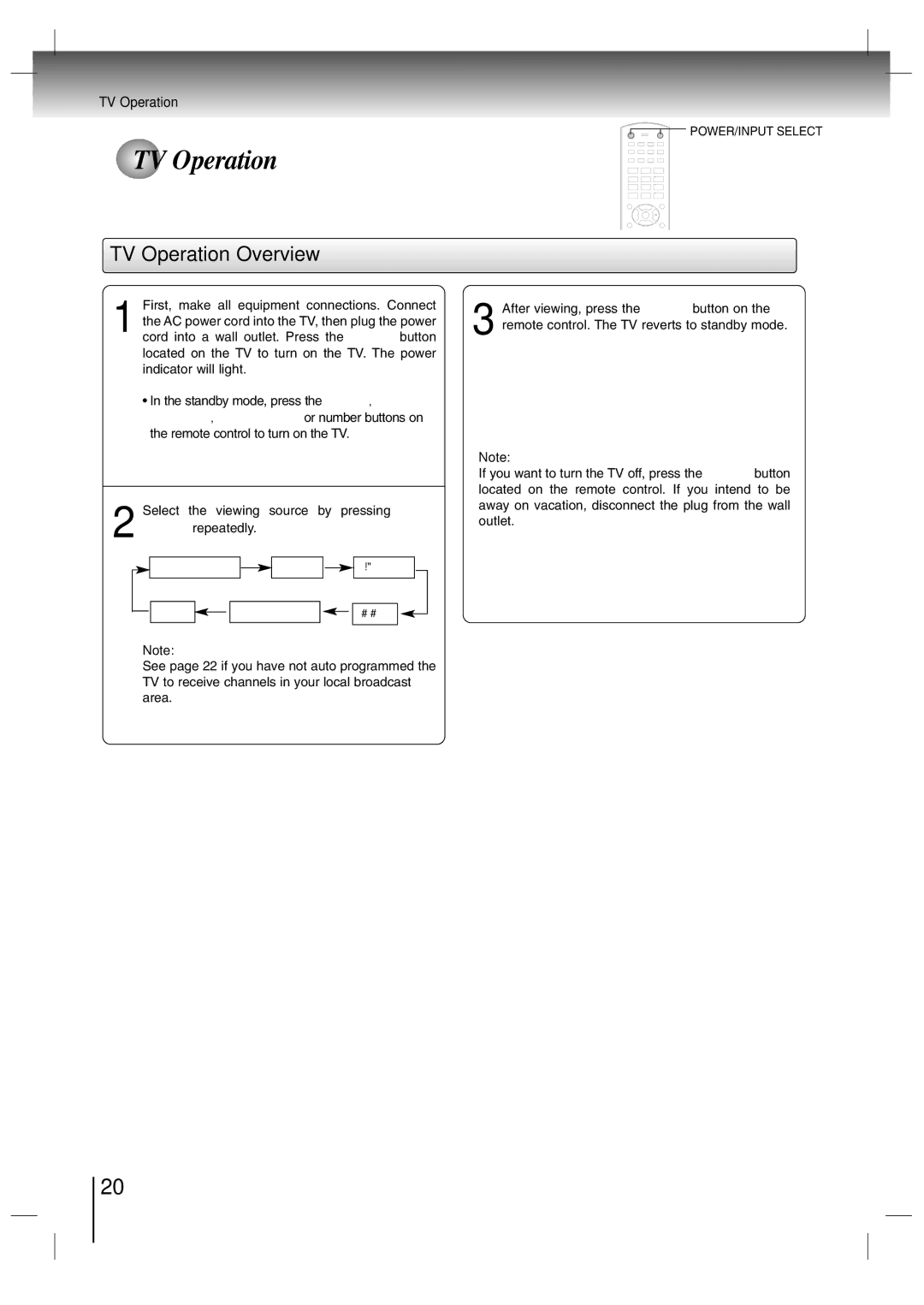 Toshiba SD-P7000 owner manual TV Operation Overview 