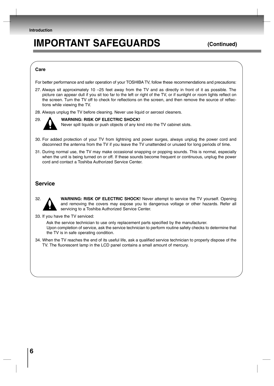 Toshiba SD-P7000 owner manual Service, Care 