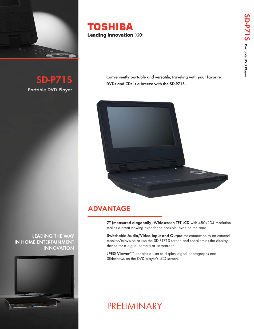 Toshiba SD-P71S manual 