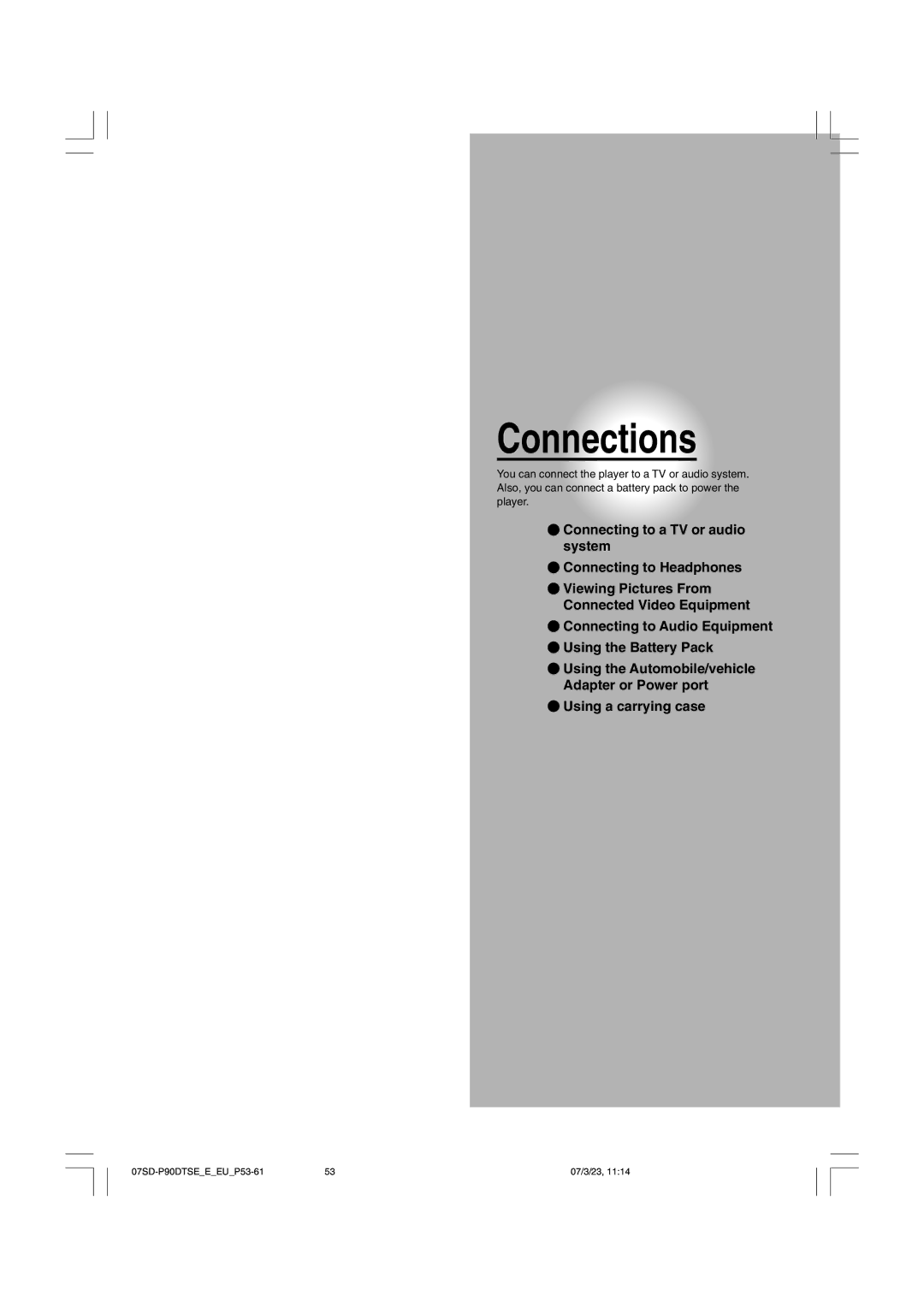 Toshiba SD-P90DTSE owner manual Connections 