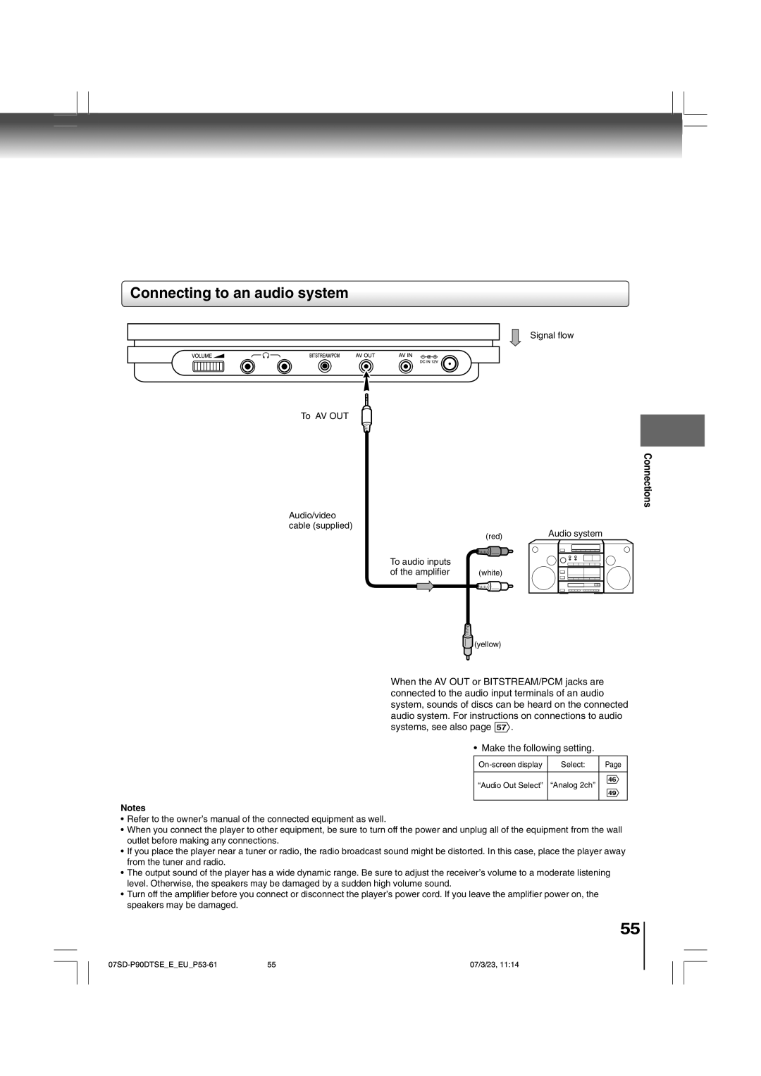 Toshiba SD-P90DTSE owner manual Connecting to an audio system 