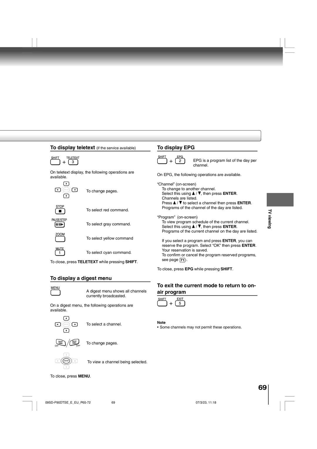 Toshiba SD-P90DTSE owner manual Program on-screen, To close, press EPG while pressing Shift 