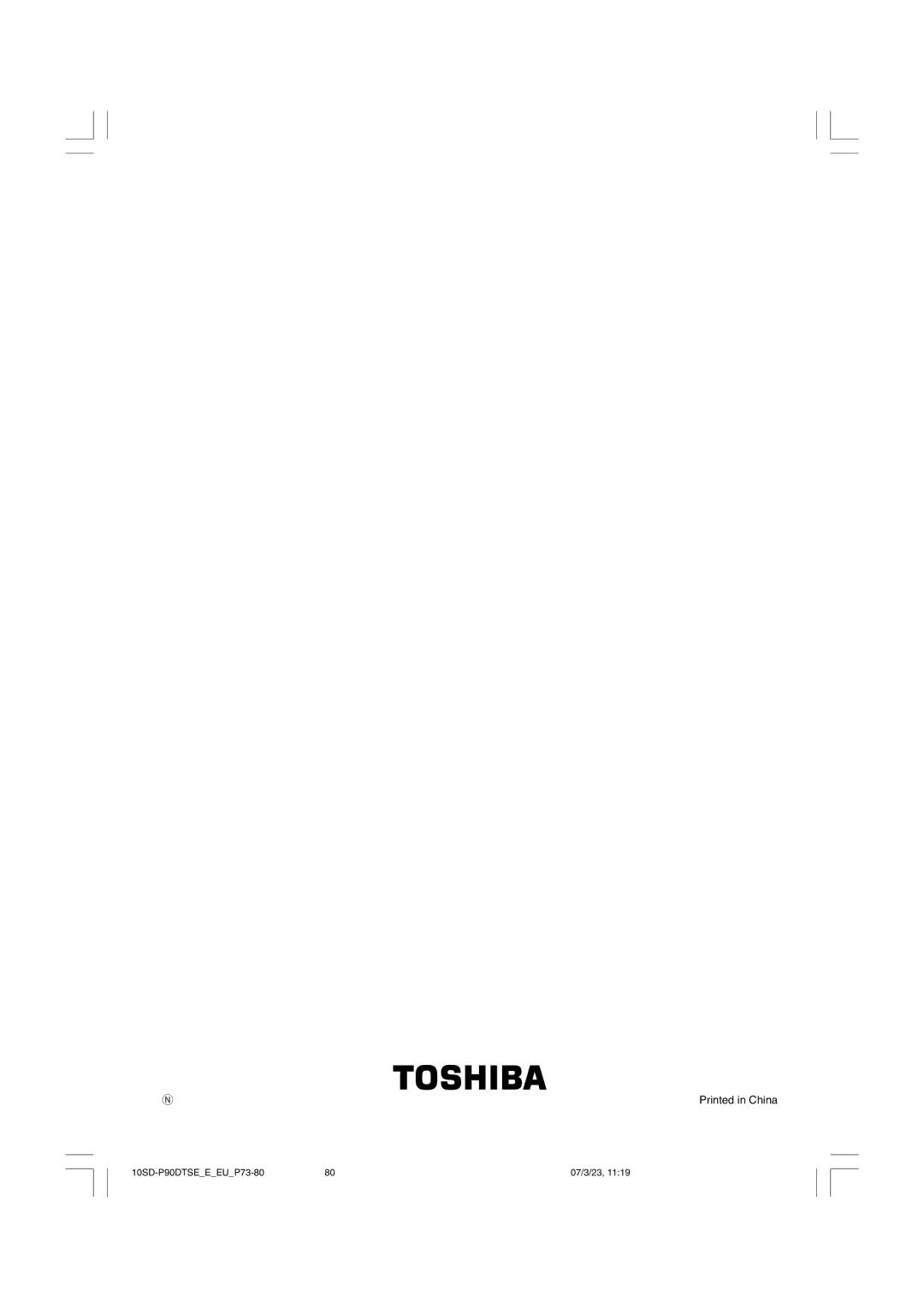 Toshiba owner manual 10SD-P90DTSEEEUP73-80 07/3/23 