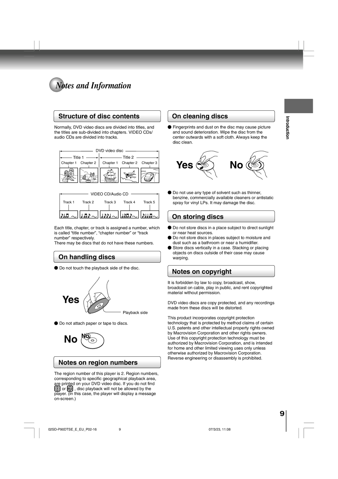 Toshiba SD-P90DTSE owner manual Structure of disc contents, On cleaning discs, On handling discs, On storing discs 