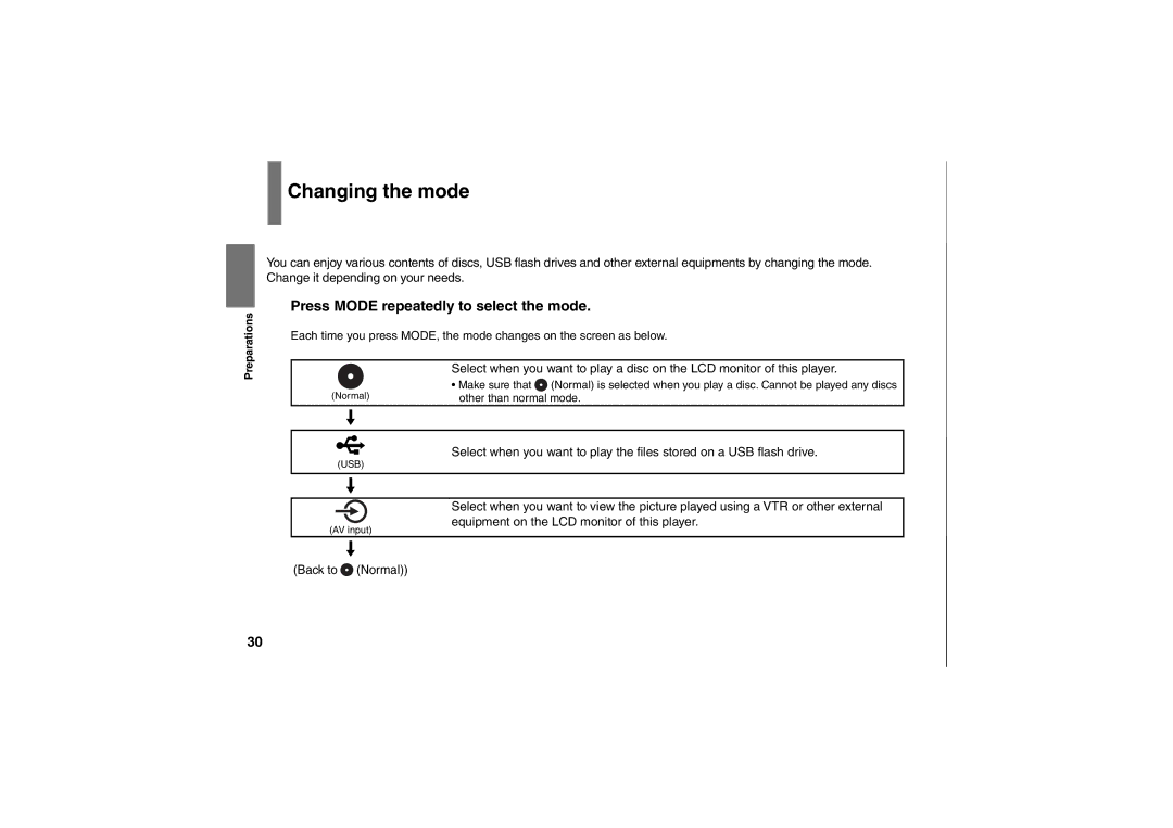 Toshiba SD-P91SKY owner manual Changing the mode, Press Mode repeatedly to select the mode, Other than normal mode 