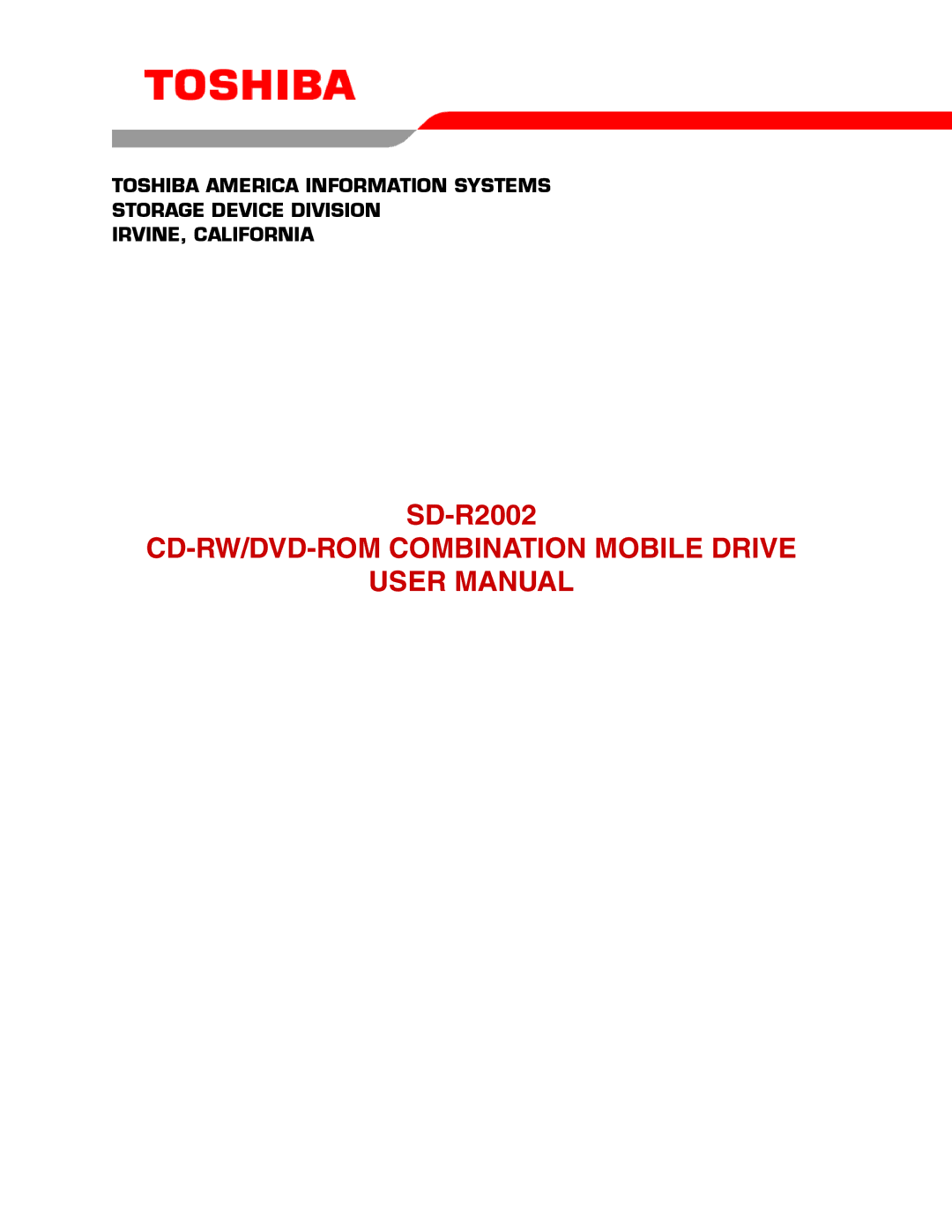 Toshiba SD-R2002 user manual CD-RW/DVD-ROM Combination Mobile Drive 