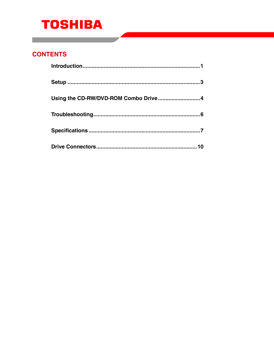 Toshiba SD-R2002 user manual Contents 