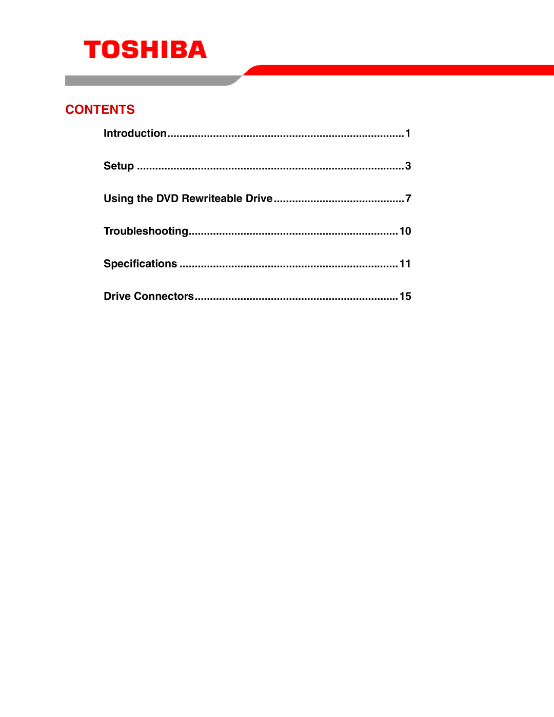 Toshiba SD-R5002 user manual Contents 