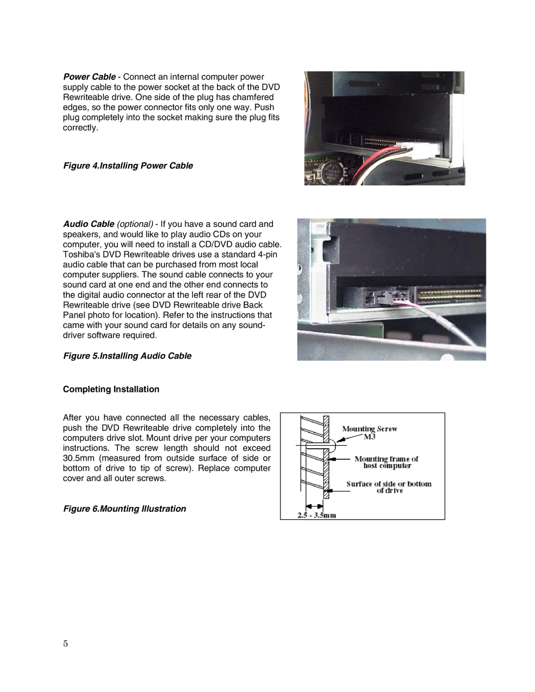 Toshiba SD-R5002 user manual Installing Power Cable, Completing Installation 