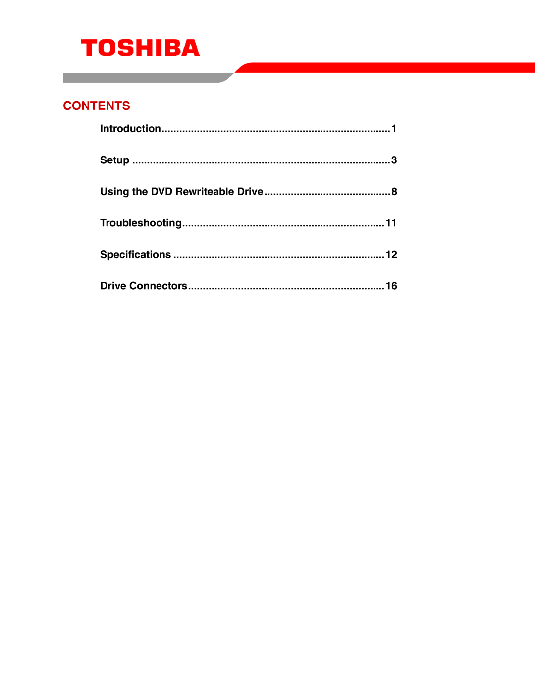 Toshiba SD-R5272 user manual Contents 