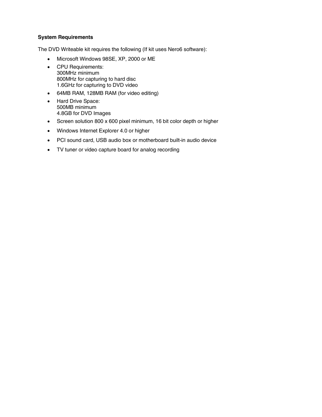 Toshiba SD-R5272 user manual System Requirements 