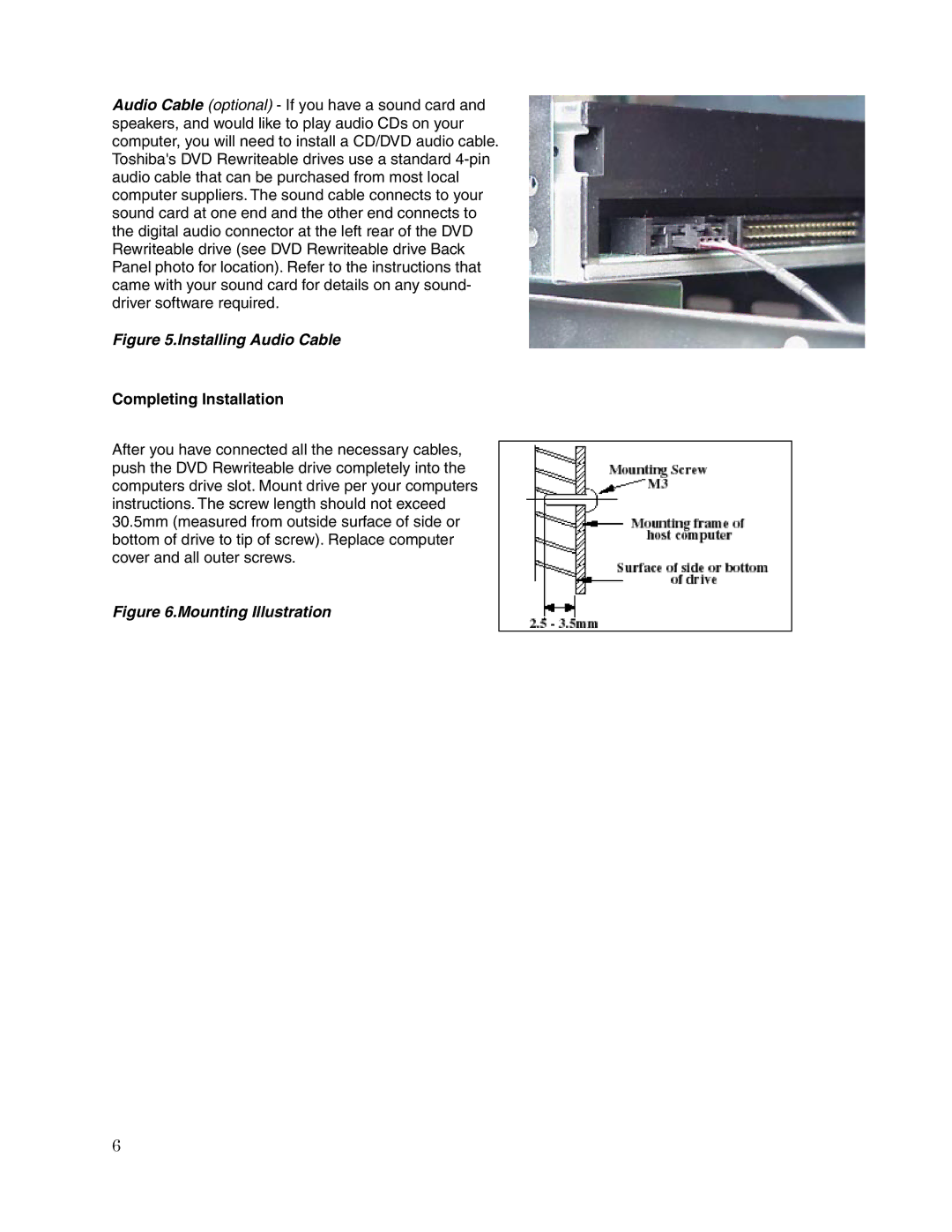 Toshiba SD-R5272 user manual Installing Audio Cable, Completing Installation 