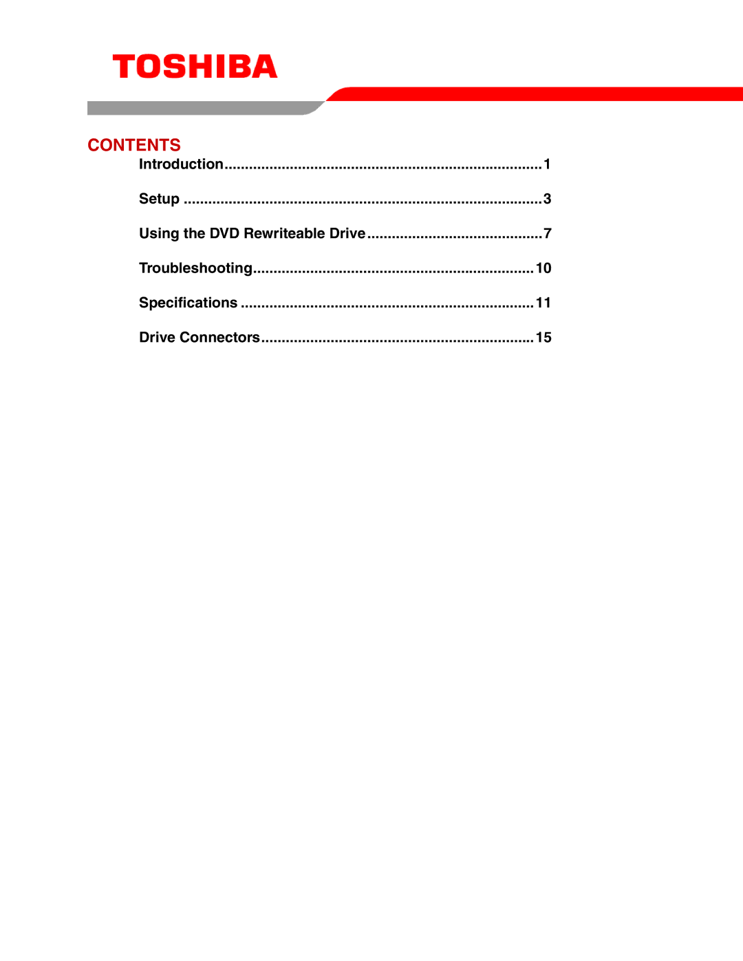 Toshiba SD-R5372 user manual Contents 