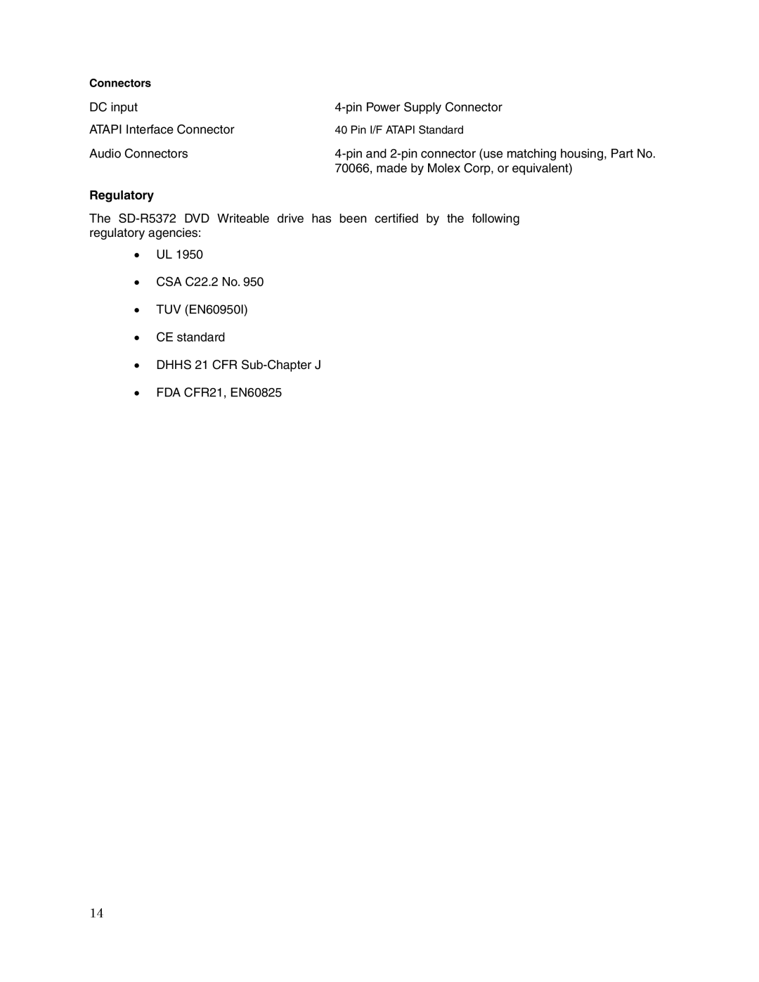 Toshiba SD-R5372 user manual Regulatory 