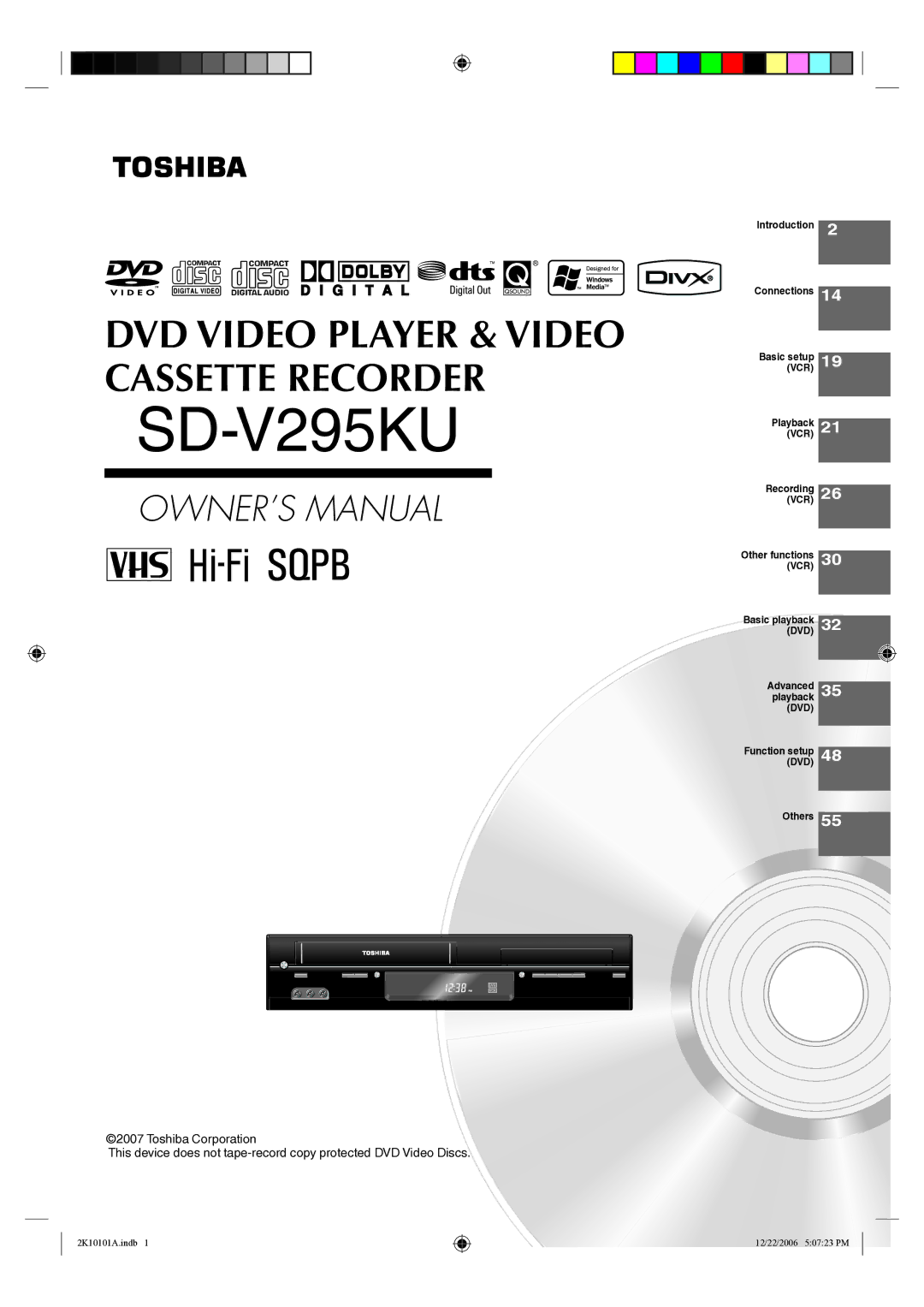 Toshiba SD-V295KU owner manual 