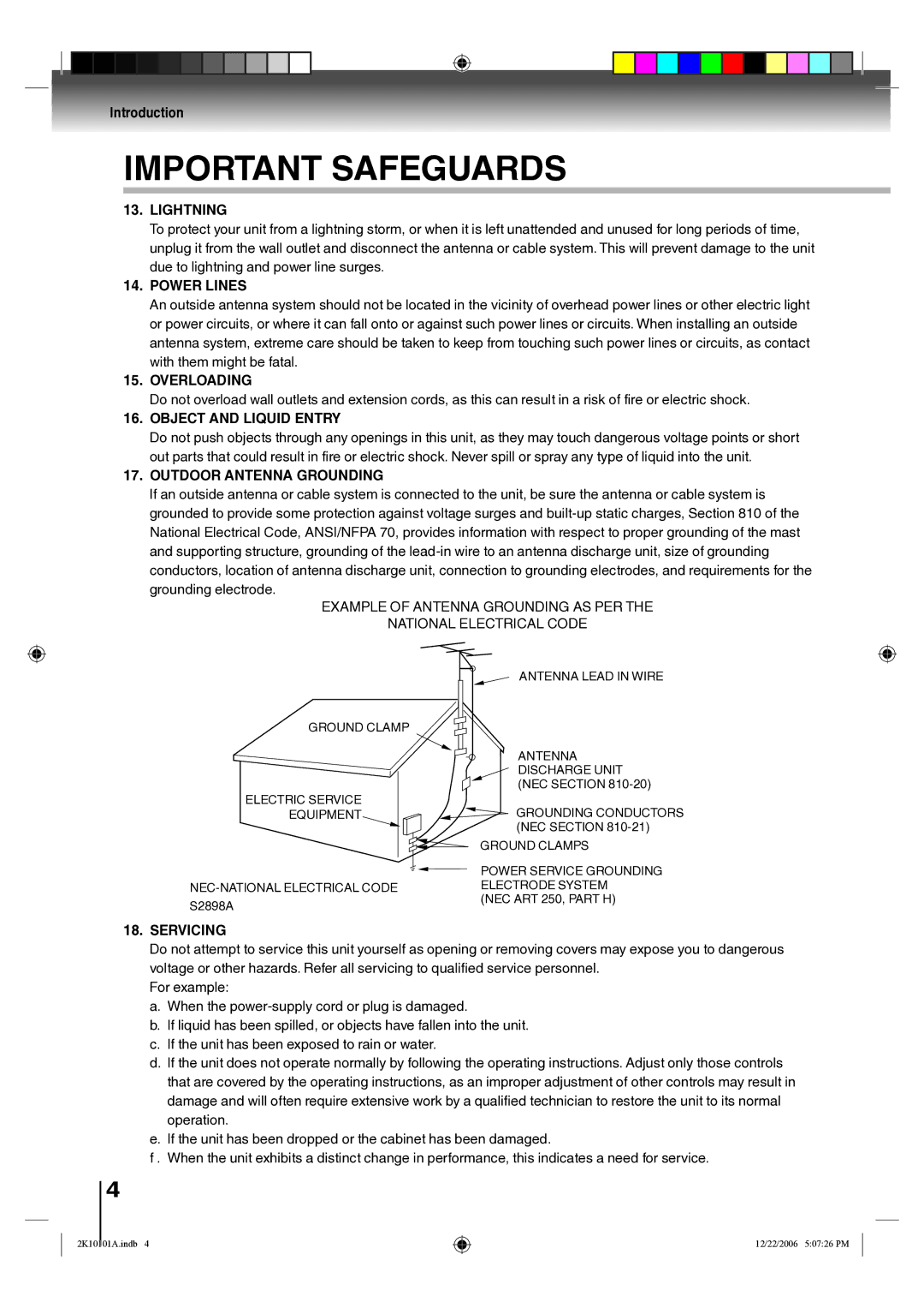 Toshiba SD-V295KU owner manual Lightning 