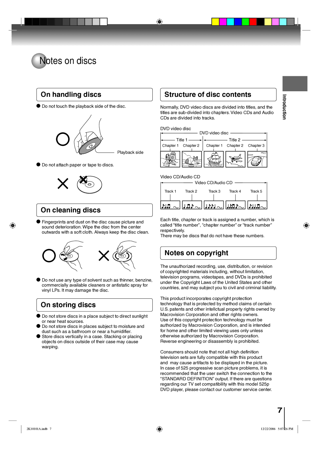 Toshiba SD-V295KU owner manual On handling discs, On cleaning discs, Structure of disc contents, On storing discs 