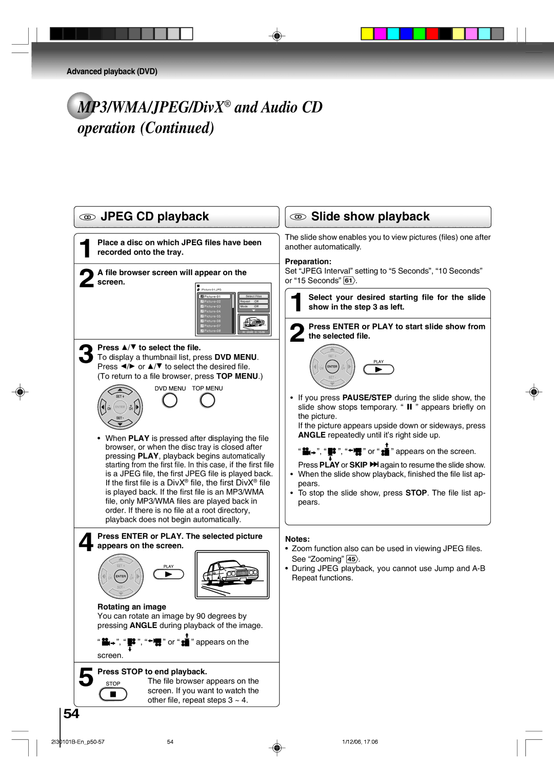 Toshiba SD-V394SU owner manual CD Jpeg CD playback, CD Slide show playback 