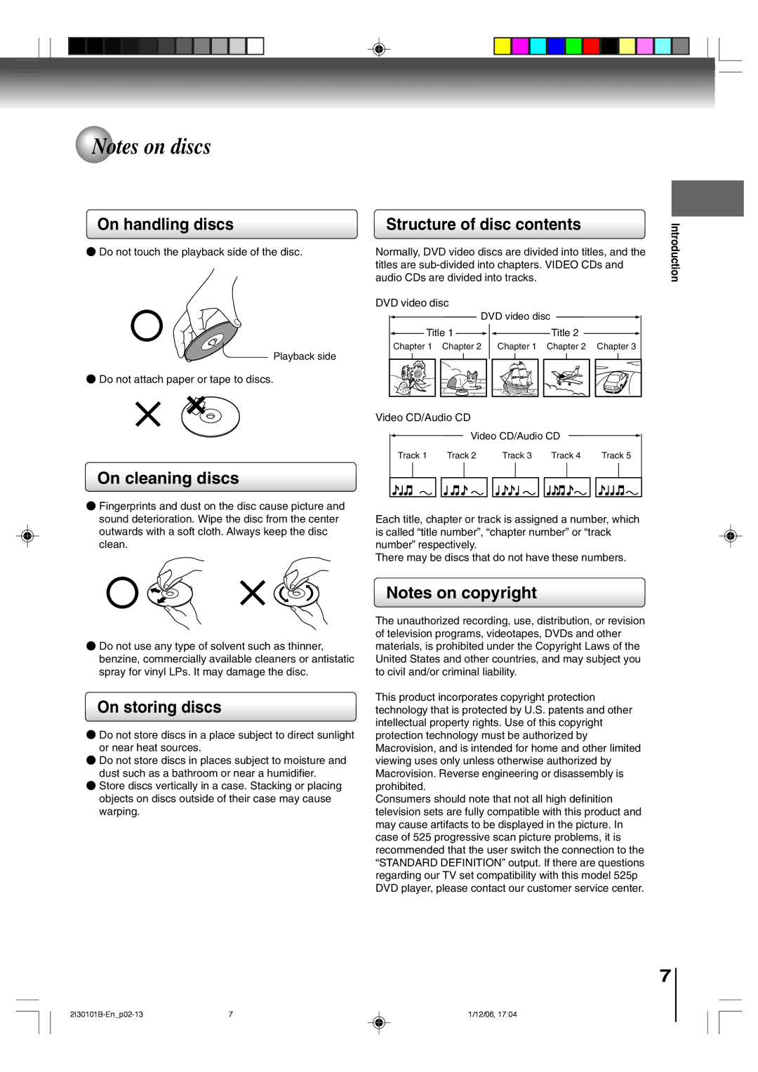 Toshiba SD-V394SU owner manual On handling discs Structure of disc contents, On cleaning discs, On storing discs 