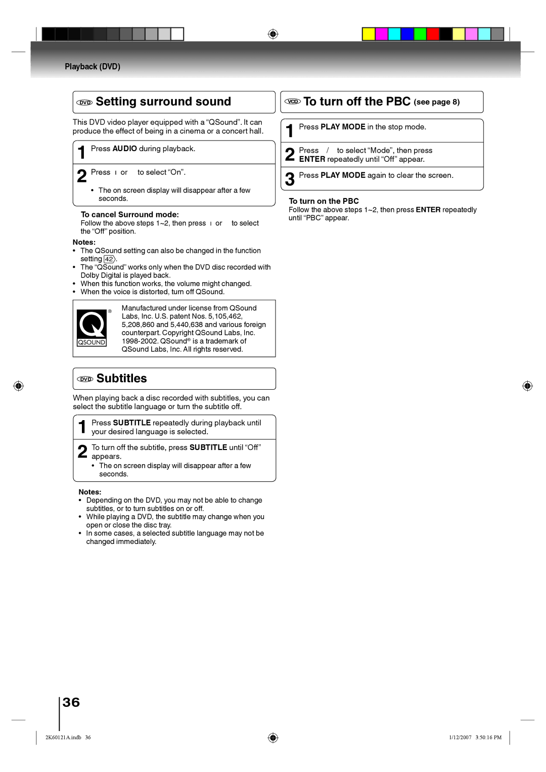 Toshiba SD-V395KC owner manual To turn off the PBC see, To turn on the PBC 