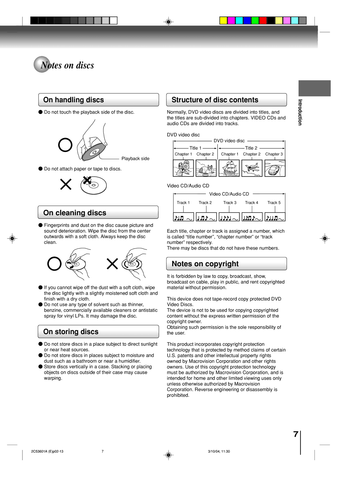 Toshiba SD-V396SU owner manual On handling discs Structure of disc contents, On cleaning discs, On storing discs 