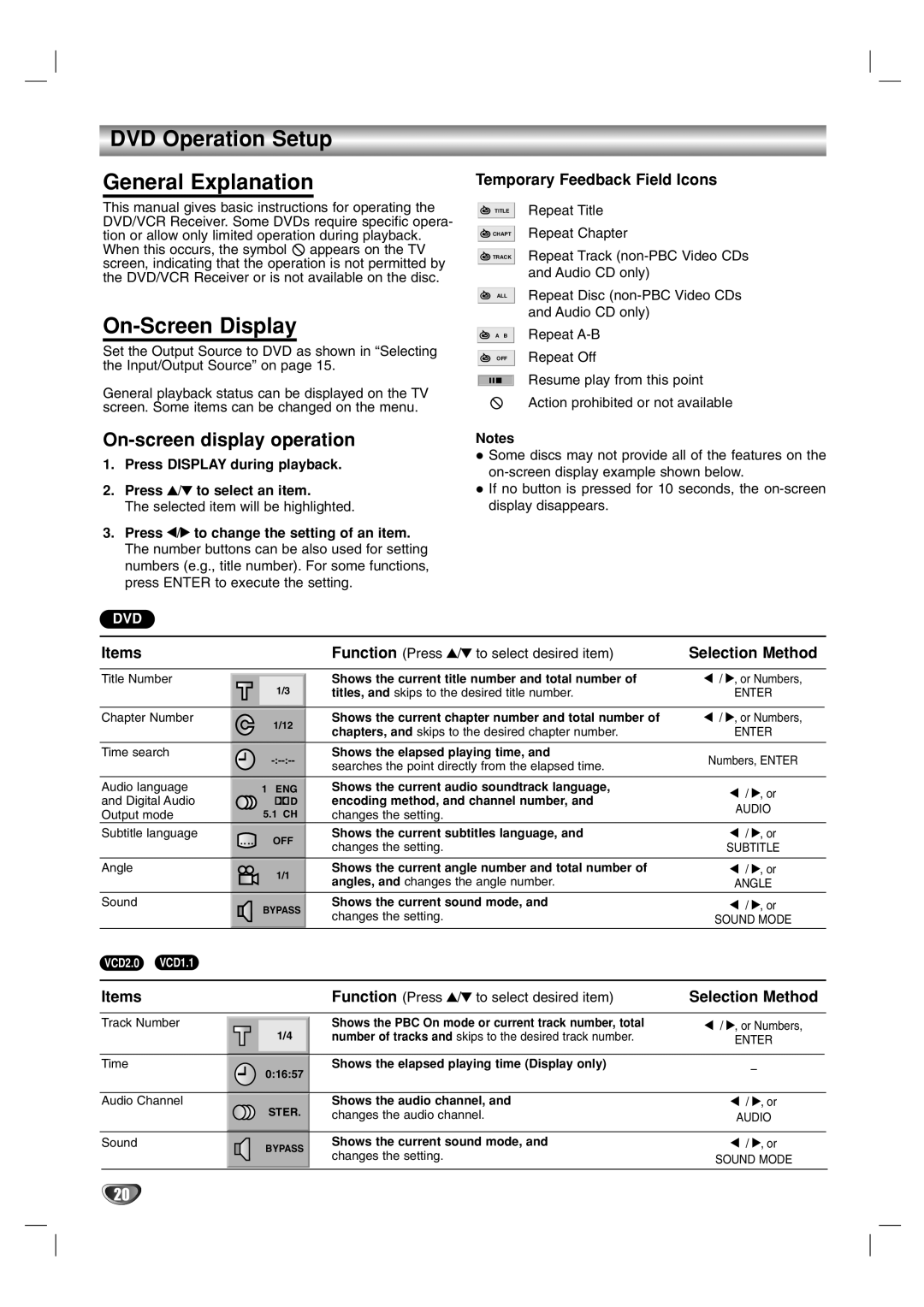 Toshiba SD-V57HTSU owner manual DVD Operation Setup General Explanation, On-Screen Display, On-screen display operation 