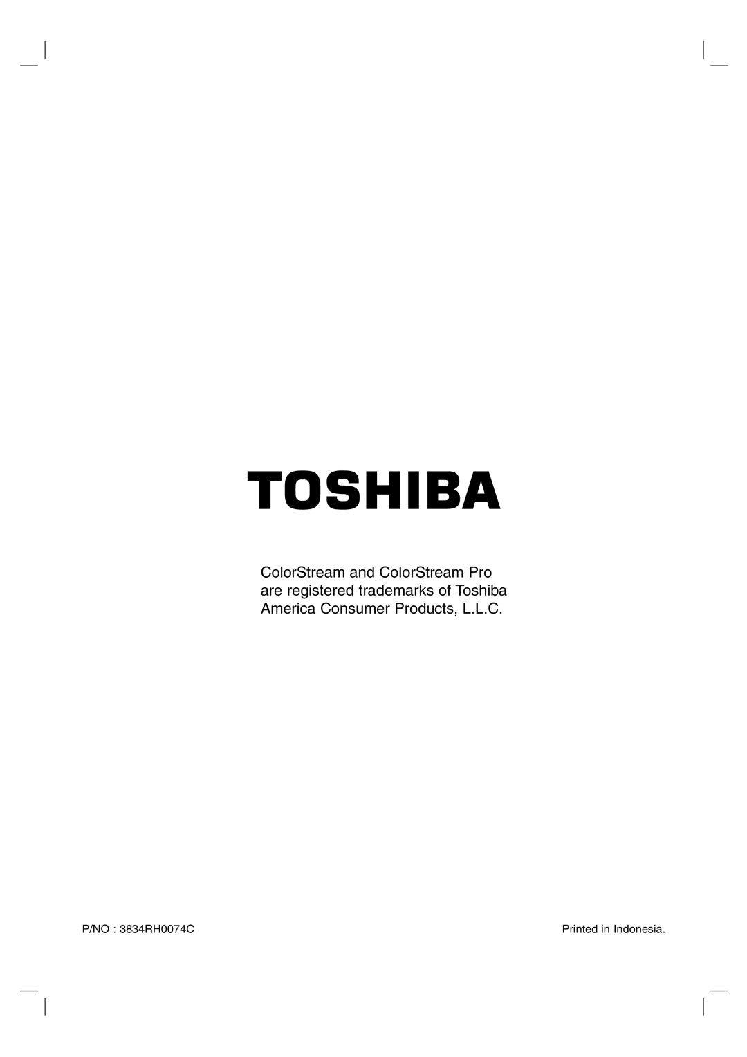 Toshiba SD-V57HTSU owner manual No 3834RH0074C 