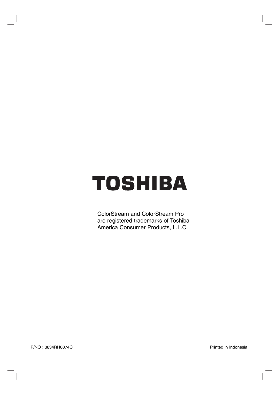 Toshiba SD-V57HTSU owner manual P/NO : 3834RH0074C, Printed in Indonesia 
